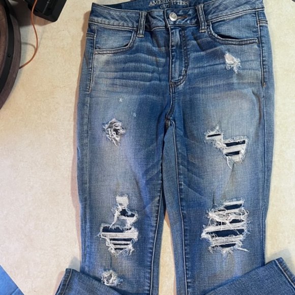 American Eagle Hi-Rise Denim Jegging Crop Super Stretch 8 (28.5) - Picture 5 of 7